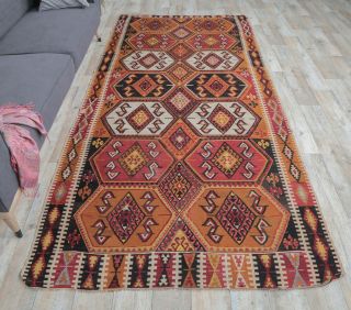 5x10 Vintage Turkish Malatya Kilim Rug - Thumbnail