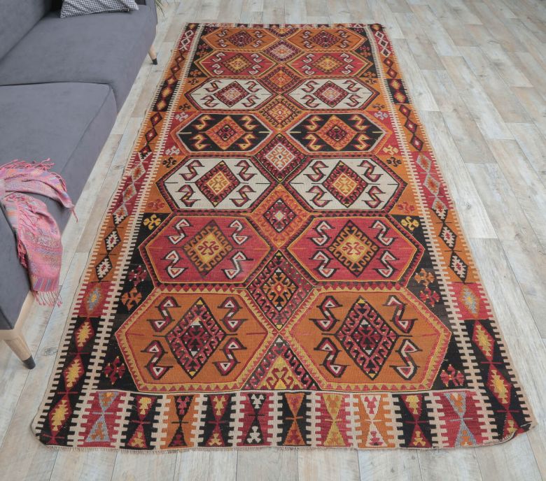 5x10 Vintage Turkish Malatya Kilim Rug