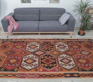 5x10 Vintage Turkish Malatya Kilim Rug - Thumbnail