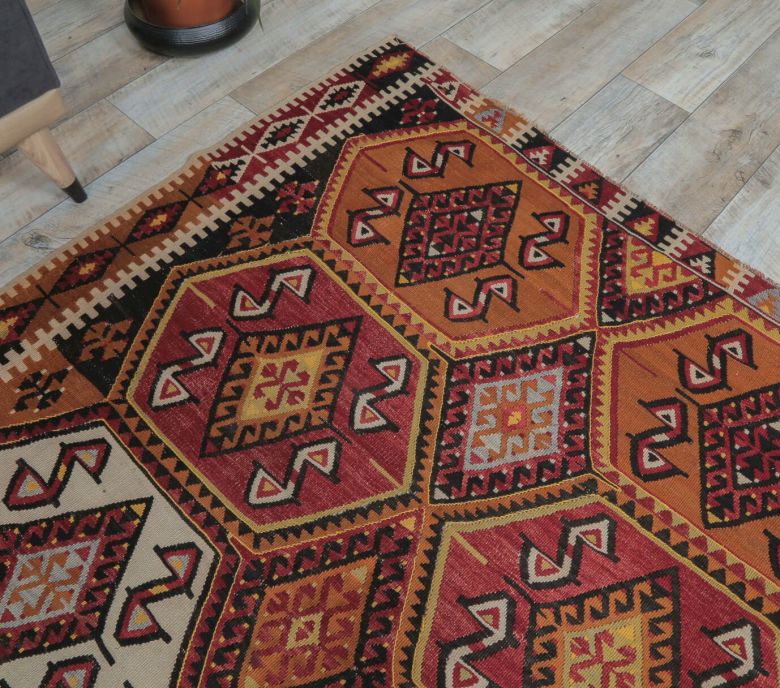 5x10 Vintage Turkish Malatya Kilim Rug