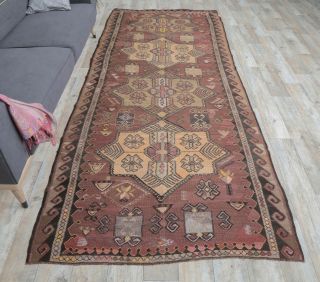 Vintage Kilim Wide Runner Rug - Thumbnail