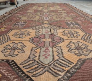 Vintage Kilim Wide Runner Rug - Thumbnail