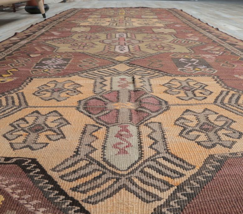 Vintage Kilim Wide Runner Rug