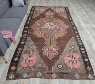 5x11 Vintage Kars Kilim Flatweave Handmade Rug - Thumbnail