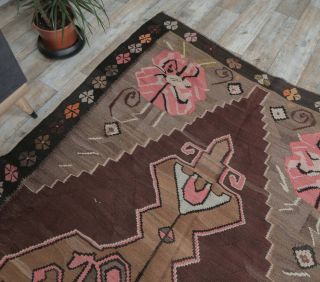 5x11 Vintage Kars Kilim Flatweave Handmade Rug - Thumbnail