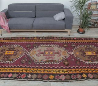 5x11 Vintage Kars Kilim Oversized Handmade Rug - Thumbnail