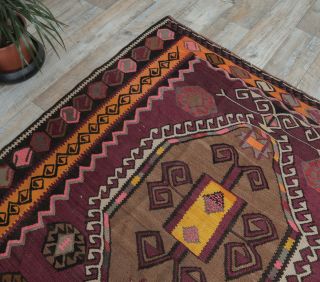 5x11 Vintage Kars Kilim Oversized Handmade Rug - Thumbnail