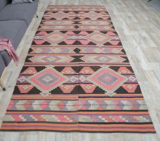 5x12 Vintage Oversized Kilim Wide Runner Rug - Thumbnail