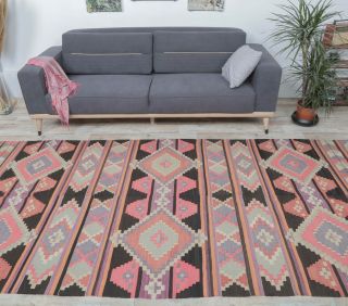 5x12 Vintage Oversized Kilim Wide Runner Rug - Thumbnail