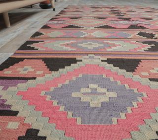 5x12 Vintage Oversized Kilim Wide Runner Rug - Thumbnail