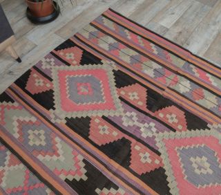 5x12 Vintage Oversized Kilim Wide Runner Rug - Thumbnail