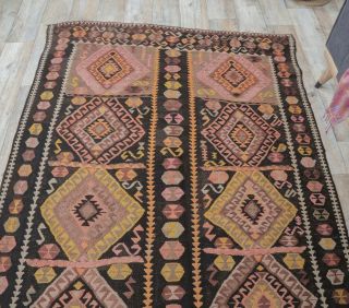 5x13 Vintage Kars Kilim Oversized Handmade Rug - Thumbnail