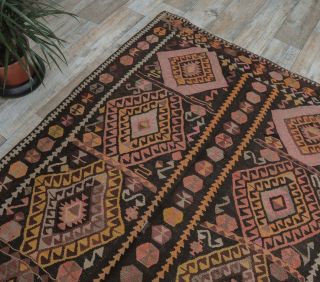 5x13 Vintage Kars Kilim Oversized Handmade Rug - Thumbnail