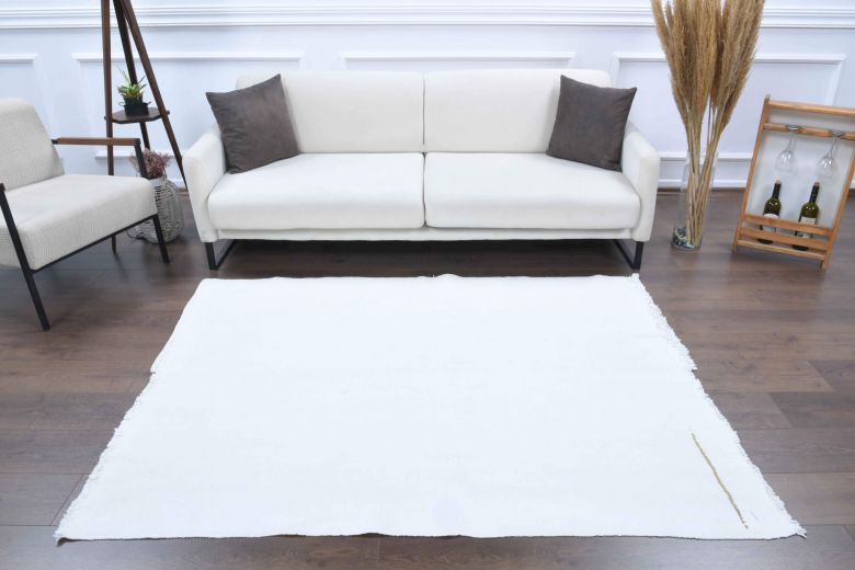 5x6 Solid White Vintage Area Rug