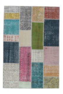 5x7 Vintage Handmade Colorful Patchwork Area Rug - Thumbnail