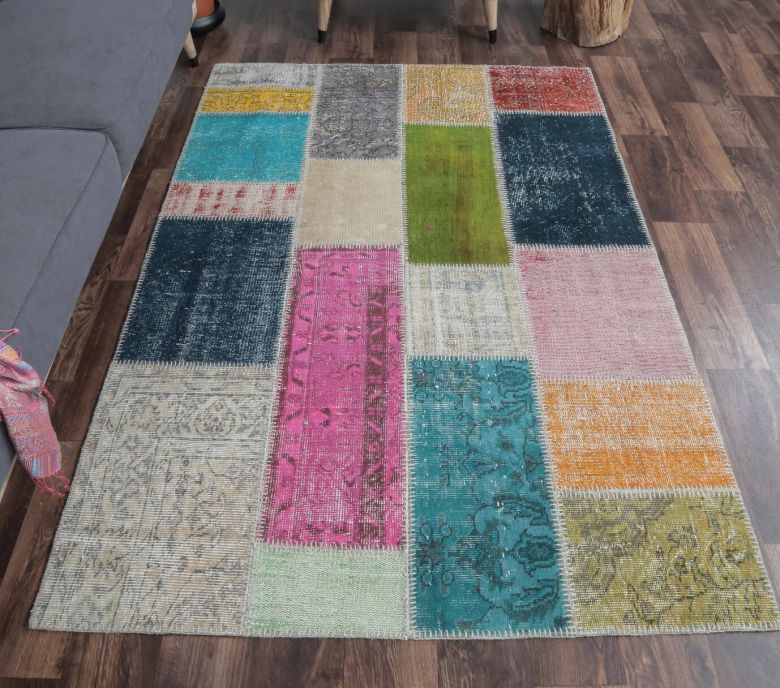 5x7 Vintage Handmade Colorful Patchwork Area Rug