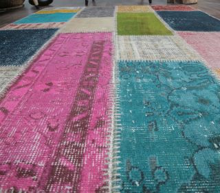 5x7 Vintage Handmade Colorful Patchwork Area Rug - Thumbnail