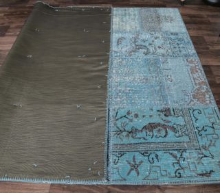 5x7 Vintage Handmade Overdyed Blue Area Rug - Thumbnail