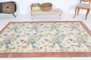 5x8 Handmade Vintage Large Area Rug - Thumbnail