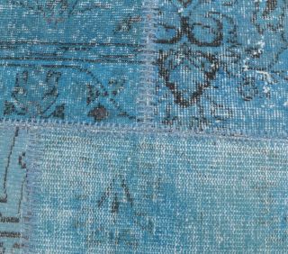 5x8 Vintage Blue Overdyed Patchwork Area Rug - Thumbnail