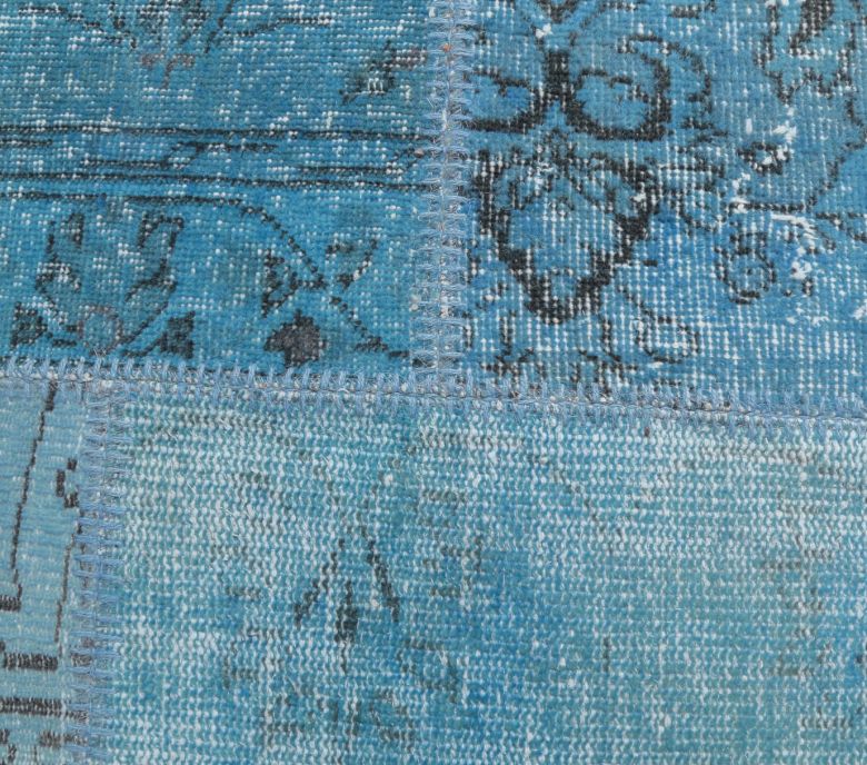 5x8 Vintage Blue Overdyed Patchwork Area Rug