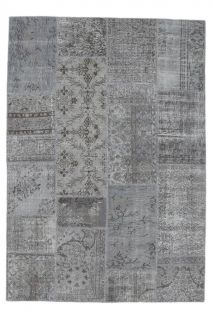 5x8 Vintage Handmade Area Gray Patchwork Rug - Thumbnail