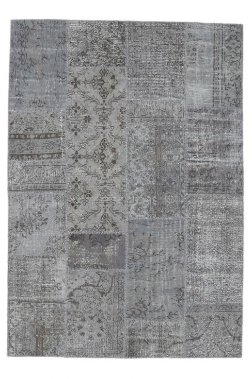 5x8 Vintage Handmade Area Gray Patchwork Rug