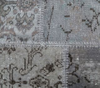 5x8 Vintage Handmade Area Gray Patchwork Rug - Thumbnail