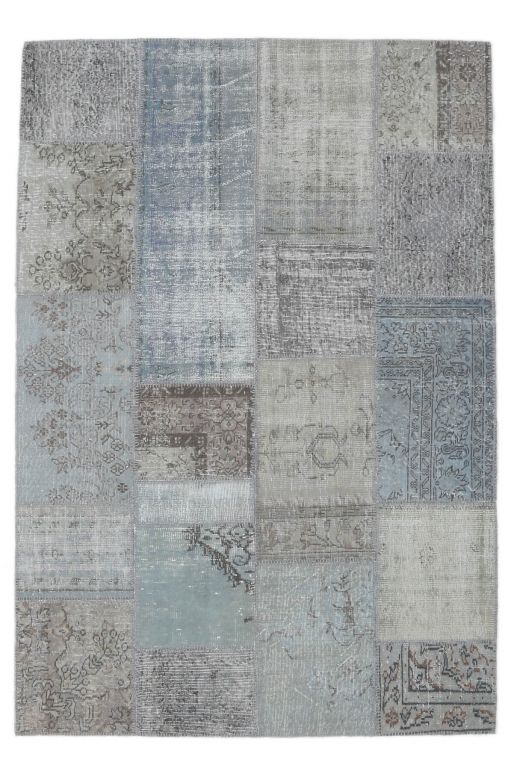 5x8 Vintage Handmade Blue Patchwork Area Rug