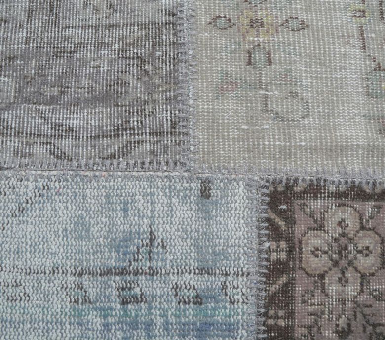 5x8 Vintage Handmade Blue Patchwork Area Rug