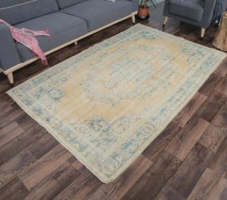 5x8 Vintage Handmade Faded Orange Area Rug - Thumbnail