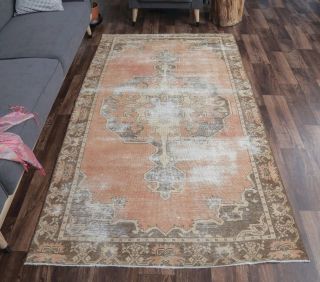 5x8 Vintage Handmade Oriental Distressed Area Rug - Thumbnail