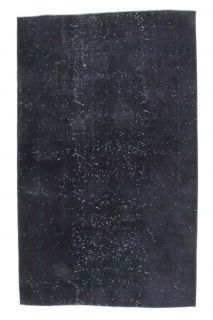 5x8 Vintage Handmade Overdyed Black Area Rug - Thumbnail