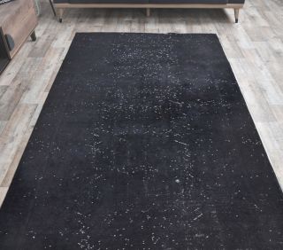 5x8 Vintage Handmade Overdyed Black Area Rug - Thumbnail