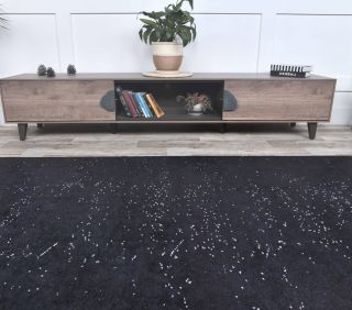 5x8 Vintage Handmade Overdyed Black Area Rug - Thumbnail