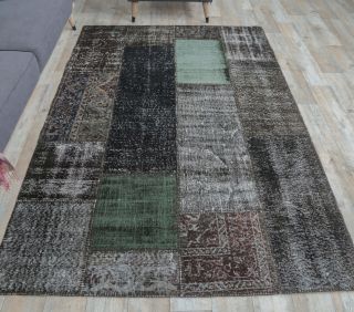 5x8 Vintage Handmade Overdyed Black Rug - Thumbnail