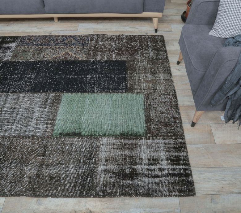 5x8 Vintage Handmade Overdyed Black Rug