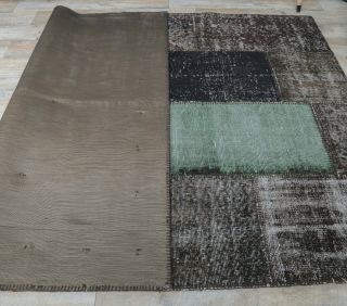 5x8 Vintage Handmade Overdyed Black Rug - Thumbnail