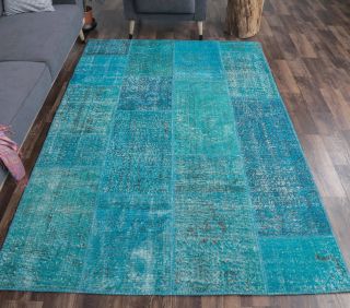 5x8 Vintage Handmade Pastel Area Rug - Thumbnail