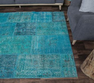 5x8 Vintage Handmade Pastel Area Rug - Thumbnail