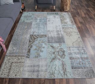 5x8 Vintage Handmade Patchwork Area Rug - Thumbnail