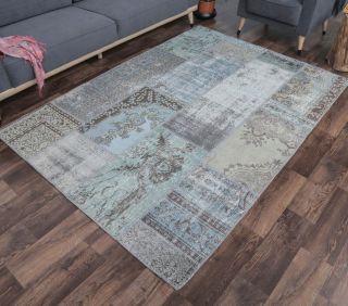 5x8 Vintage Handmade Patchwork Area Rug - Thumbnail