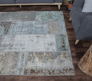 5x8 Vintage Handmade Patchwork Area Rug - Thumbnail