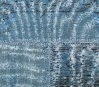 5x8 Vintage Handmade Patchwork Blue Area Rug - Thumbnail