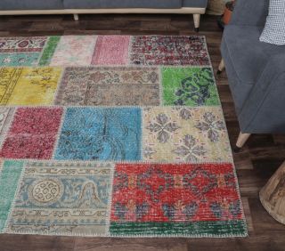 5x8 Vintage Kids Room Colorful Patchwork Area Rug - Thumbnail