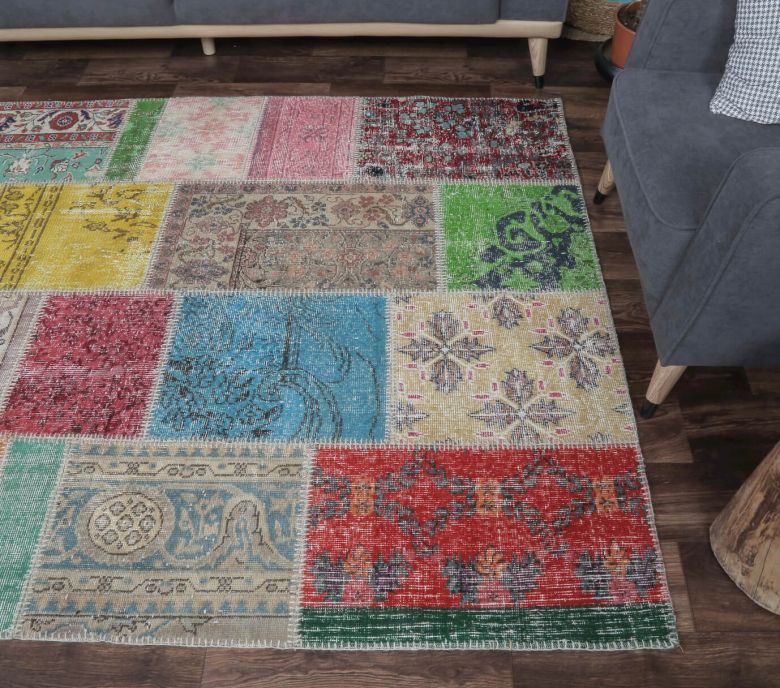 5x8 Vintage Kids Room Colorful Patchwork Area Rug