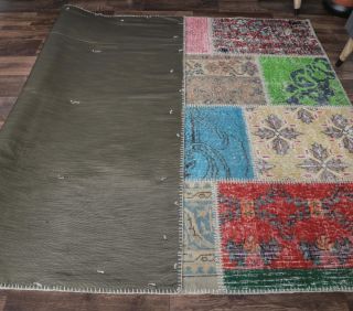 5x8 Vintage Kids Room Colorful Patchwork Area Rug - Thumbnail