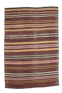 5x8 Vintage Kilim Striped Flatweave Area Rug - Thumbnail