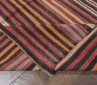 5x8 Vintage Kilim Striped Flatweave Area Rug - Thumbnail