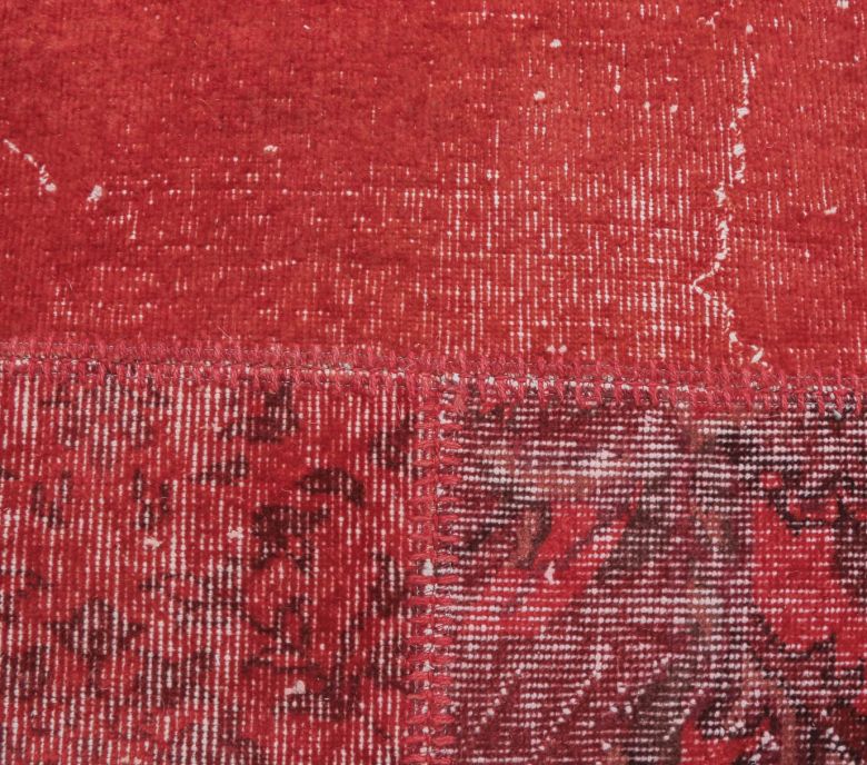 5x8 Vintage Overdyed Patchwork Handmade Red Rug